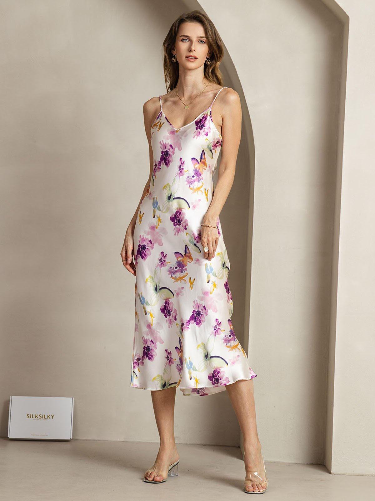 [Akvarellikukat] SilkSilky-FI 19Momme Dress 003