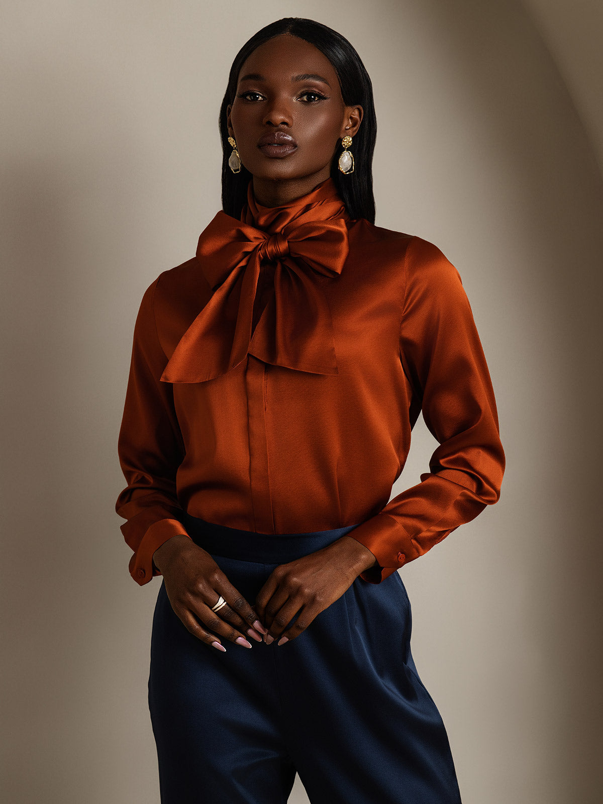[Karamelli] SilkSilky-FI 19Momme Womens Shirt 004