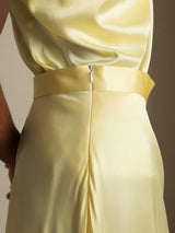 [Vaaleankeltainen] SilkSilky-FI Spaghetti Strap Cowl Neck Women's Outfit Sets 004