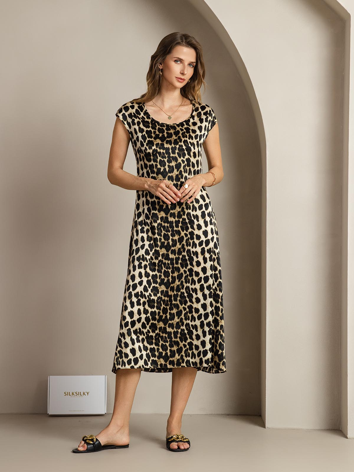 [Leopardi] SilkSilky-FI 19Momme Dress 001