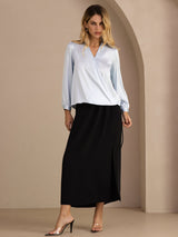 [Vaaleansininen] SilkSilky-FI Long Sleeve Wrap Naisten Puserot 007