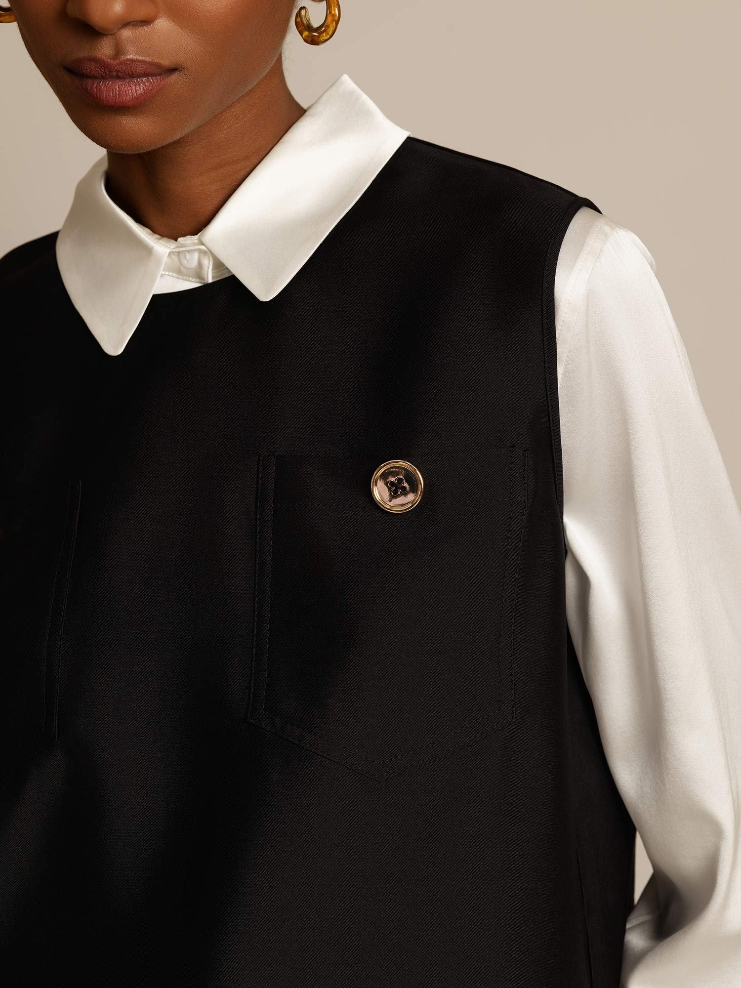 [Musta] SilkSilky-FI 32Momme Silk-Wool Blend Womens Vest 004,