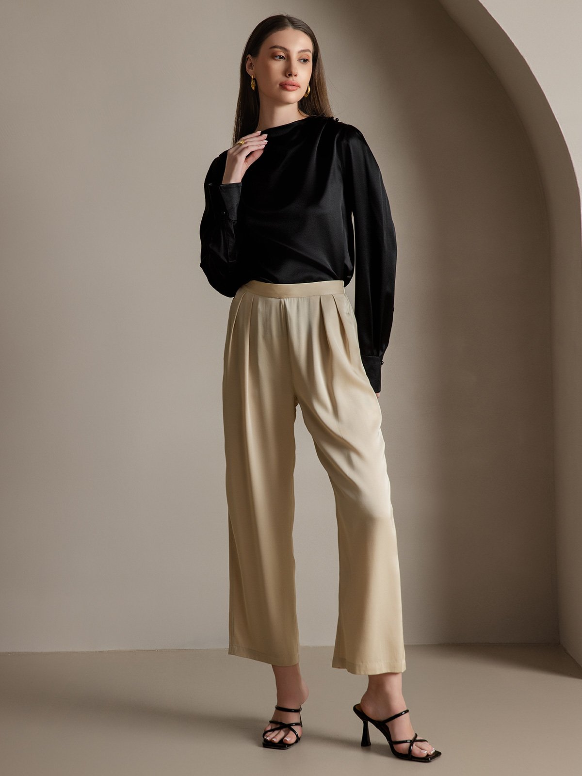 [Musta] SilkSilky-FI 19Momme Womens Shirt 007