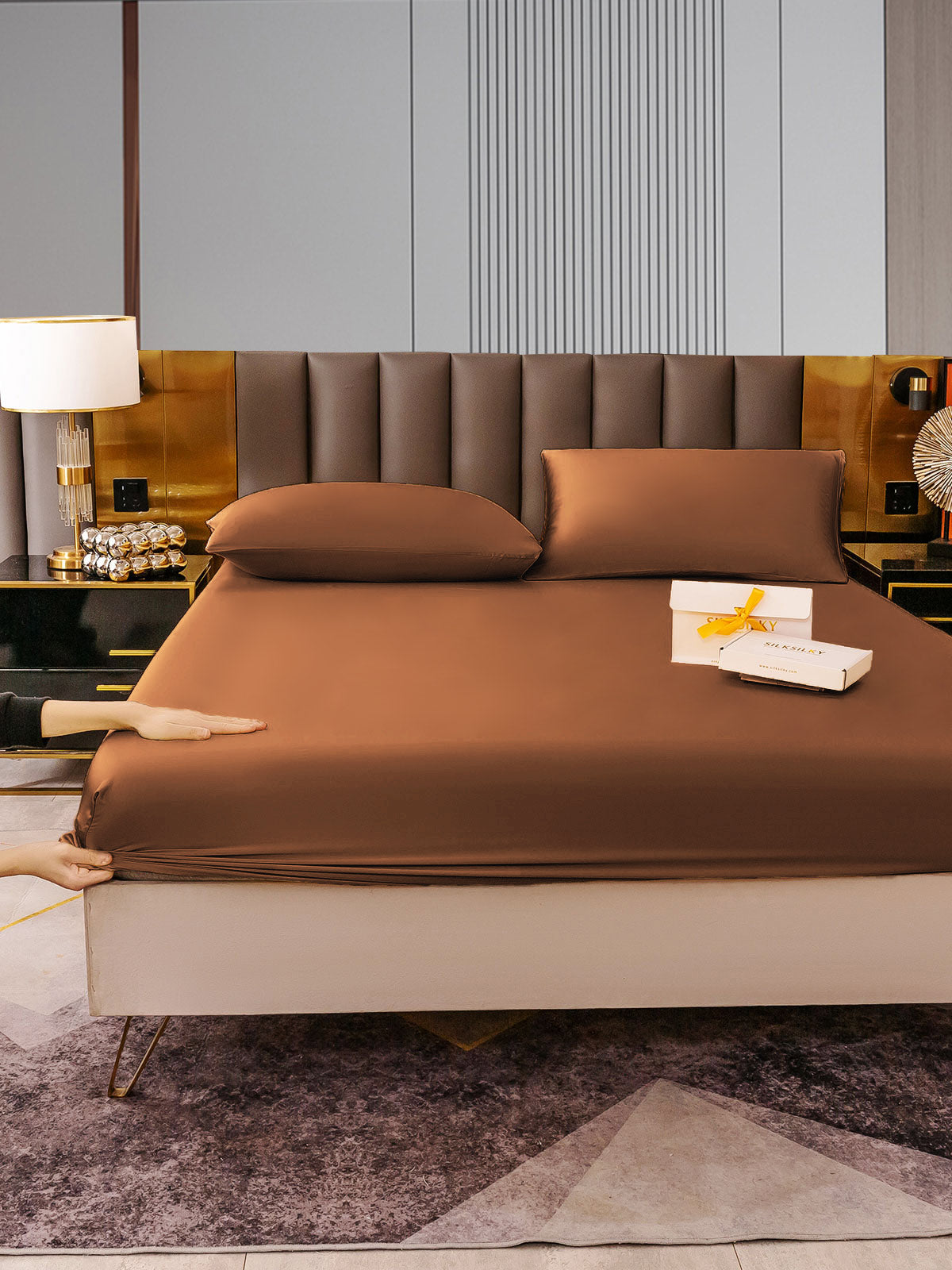 [Kahvi] SilkSilky-FI 22Momme Bedding Set 006