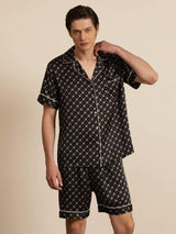 [Musta Ketju] SilkSilky-FI Short Sleeve Notkokaulus Miesten Pyjamat 003