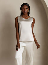 [Vaalean Harmaa] SilkSilky-FI Sleeveless Round Neck Camisole Top 005