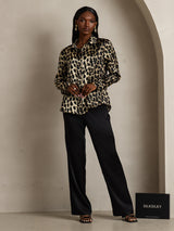 [Leopardi] SilkSilky-FI Long Sleeve Lapel Collar Naisten paita 008