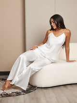 [Valkoinen] SilkSilky-FI Spagettihihna V Pääntie Camisole Setti 003