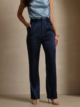[Tummansininen] SilkSilky-FI 19Momme Silk Womens Pants 001