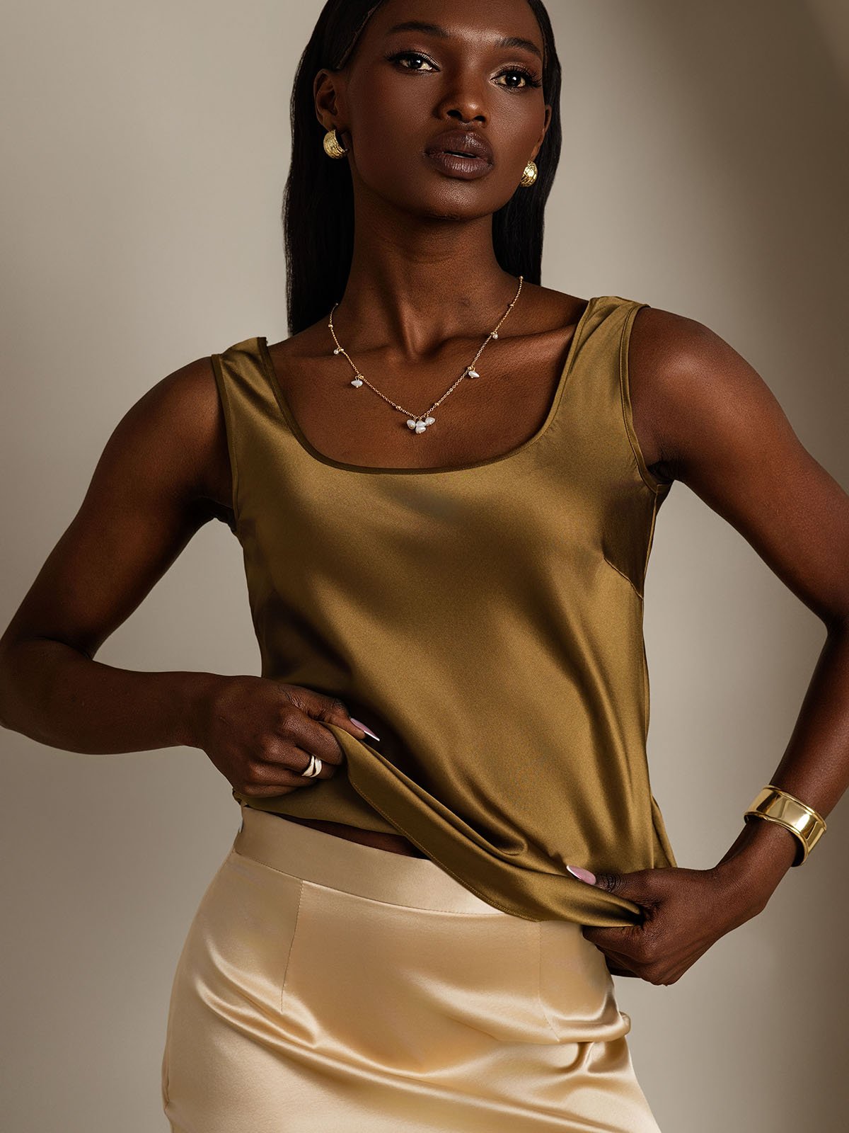 [Ruskea] SilkSilky-FI 19Momme Camisoles 003