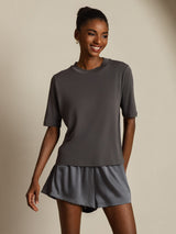 [Harmaa] SilkSilky-FI Half Sleeve Crew Neck Naisten T-paita 008