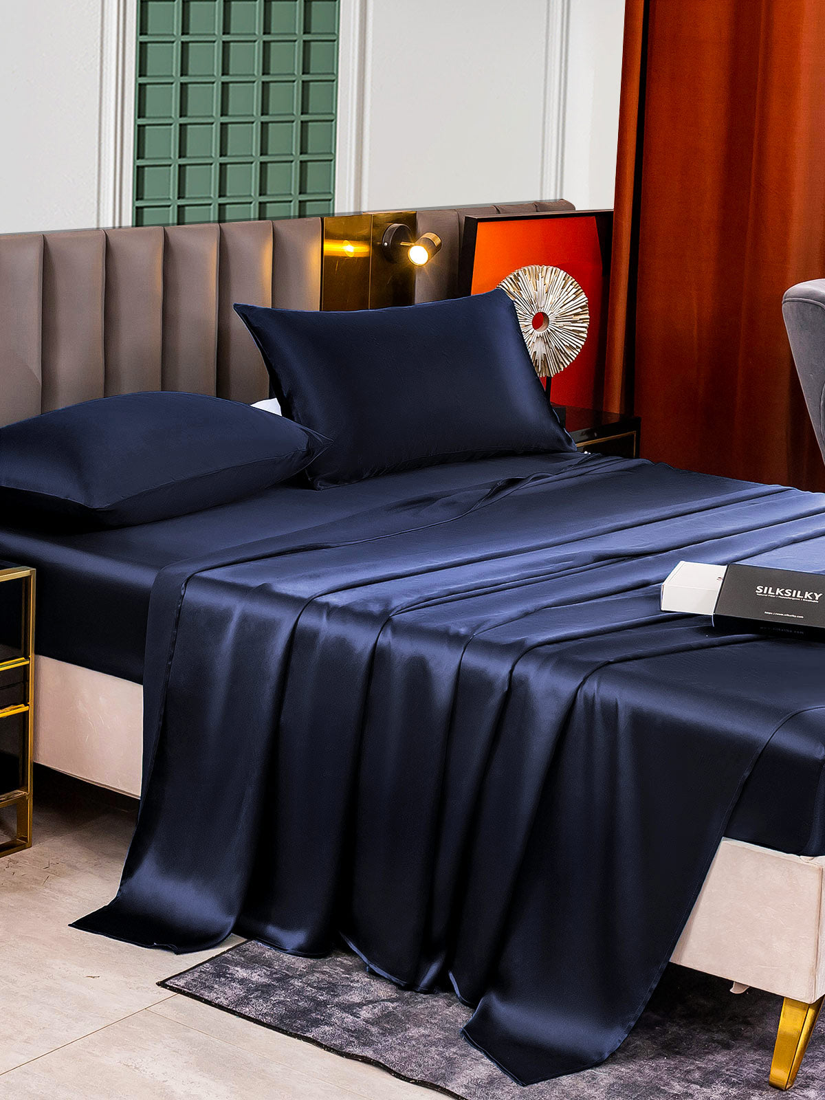[Tummansininen] SilkSilky-FI 25Momme Bedding Set 006