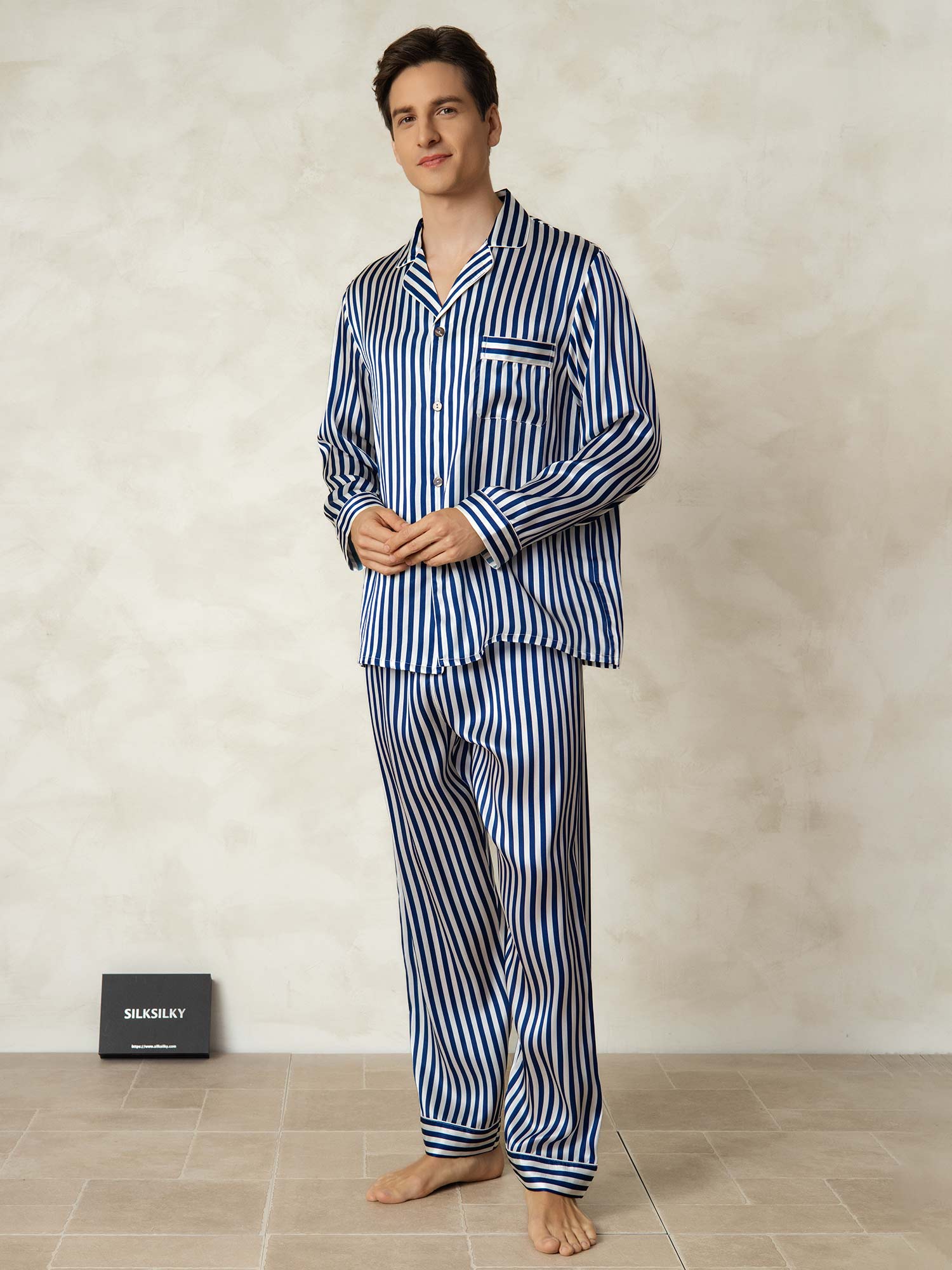 [Laivasto Raita] SilkSilky-FI 19Momme Mens Pajamas 007