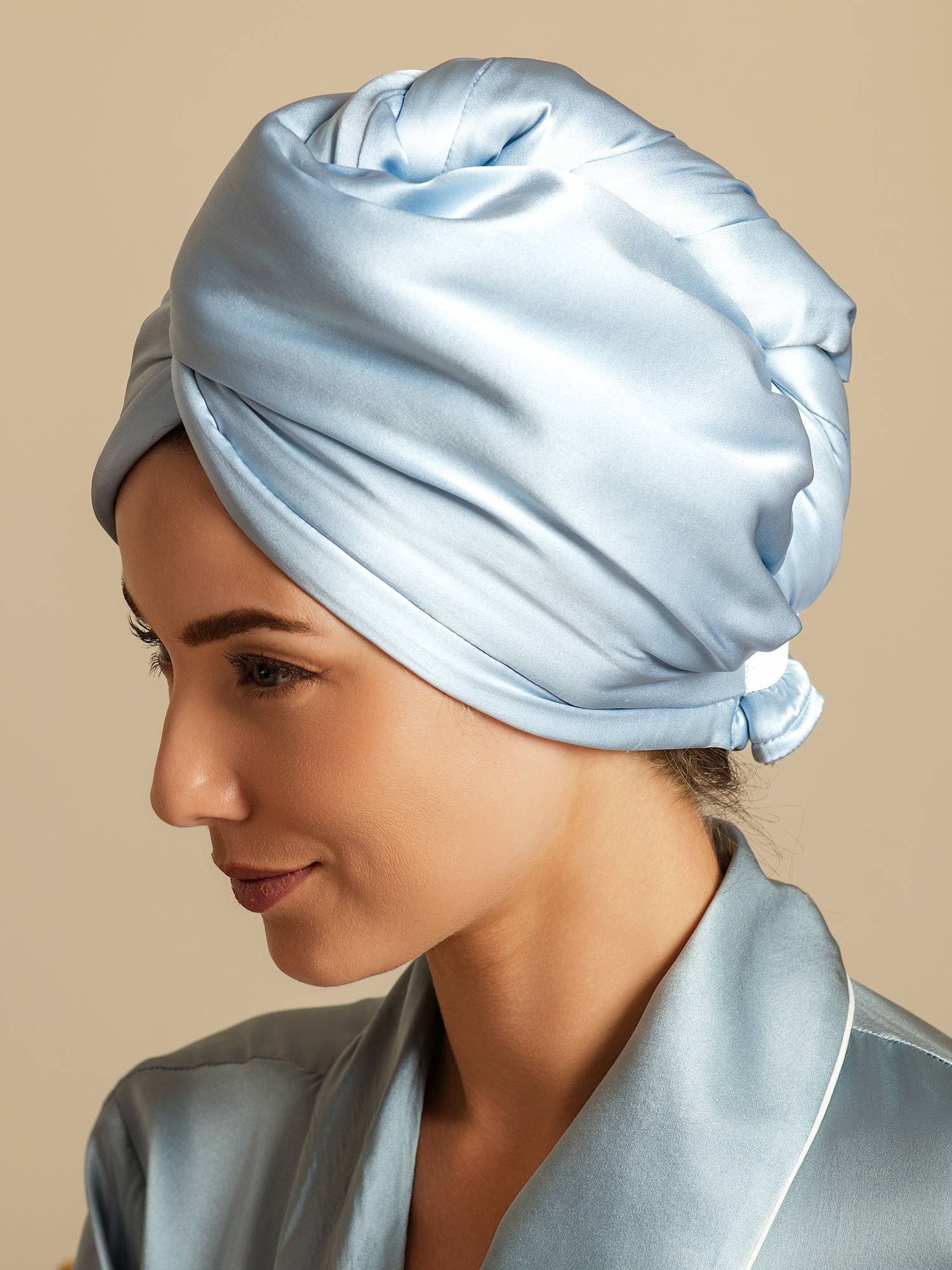 [Taivaansininen] SilkSilky-FI Hair Towel Wrap 004,