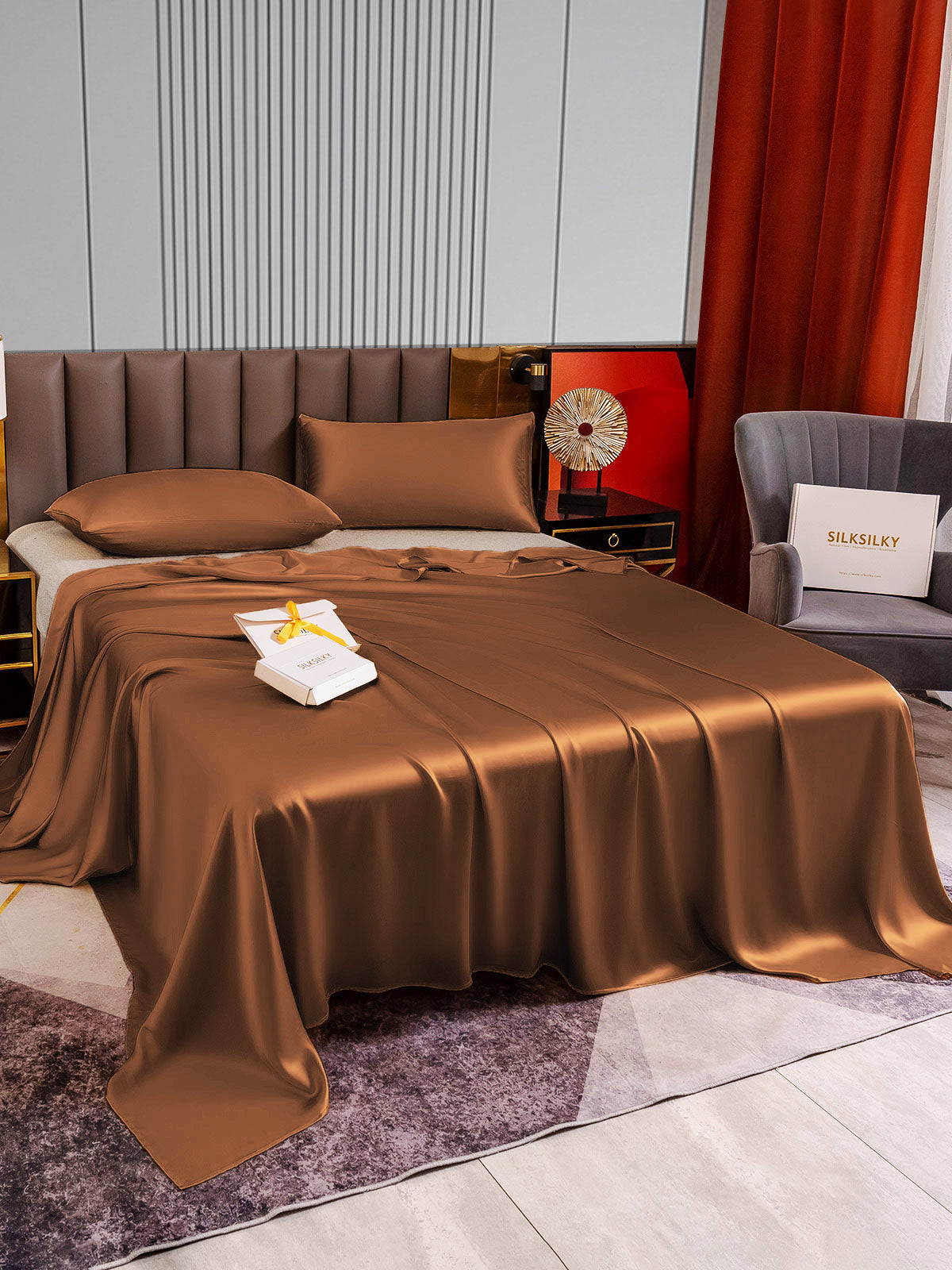 [Kahvi] SilkSilky-FI 22Momme Bedding Set 004