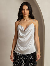 [Hopea] SilkSilky-FI 19Momme Spagettihihna Vesiputouspääntie Camisole Top 001