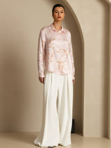 [Pinkki] SilkSilky-FI Long Sleeve Lapel Collar Naisten paita 005