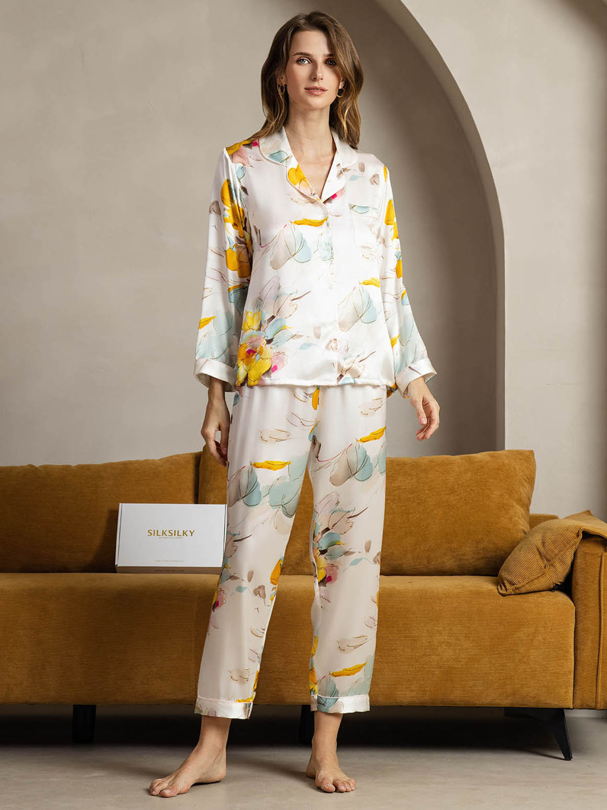 [Orkideaväri] SilkSilky-FI Womens Pajamas 001