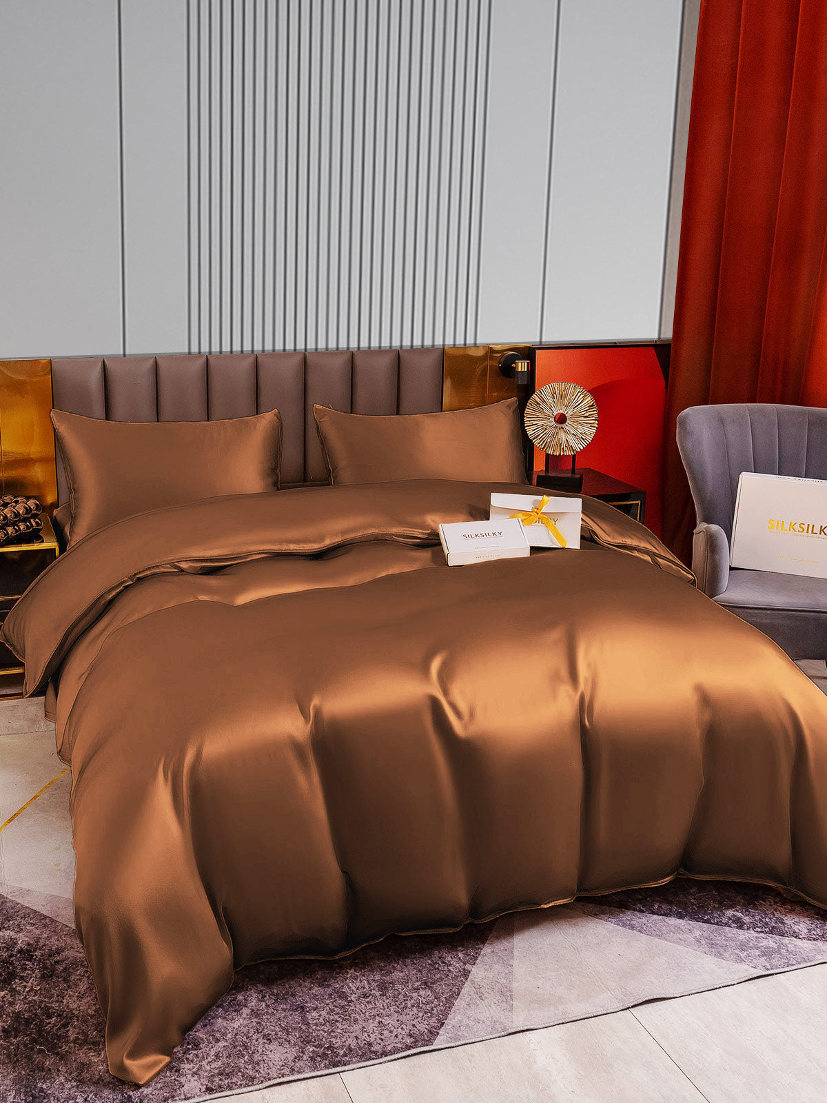 [Kahvi] SilkSilky-FI 22Momme Bedding Set 004