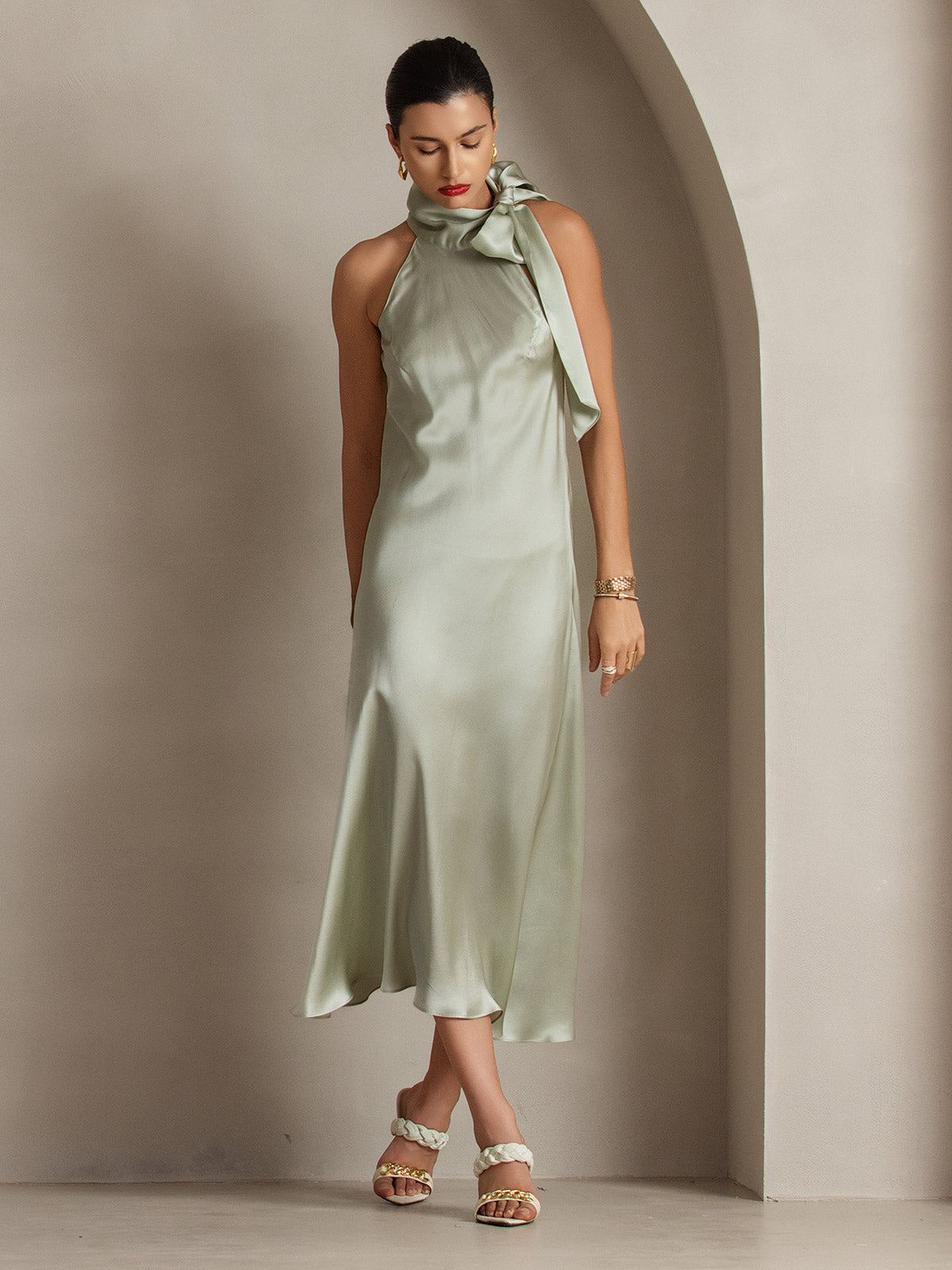 [Vaaleanvihreä] SilkSilky-FI 19Momme Dress 007