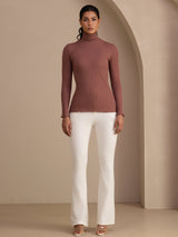 [Kamee Ruusu] SilkSilky-FI Long Sleeve Turtle Neck Naisten T-paita 007