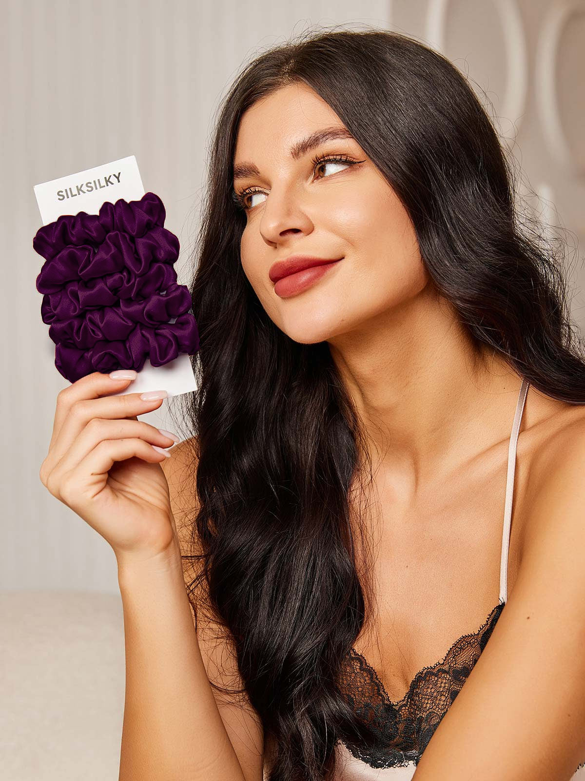 [Tumma Violetti] SilkSilky-FI 19Momme Scrunchie 001