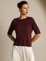 [Windsorviini] SilkSilky-FI Half Sleeve Crew Neck Naisten T-paita 001