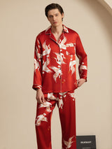[Viini] SilkSilky-FI Long Sleeve Notkokaulus Miesten Pyjamat 006