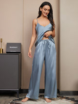 [Harmaansininen] SilkSilky-FI Spagettihihna V Pääntie Camisole Setti 003