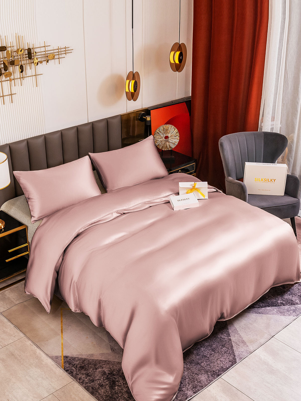 [Vaalean Mauve] SilkSilky-FI 19Momme Bedding Set 004