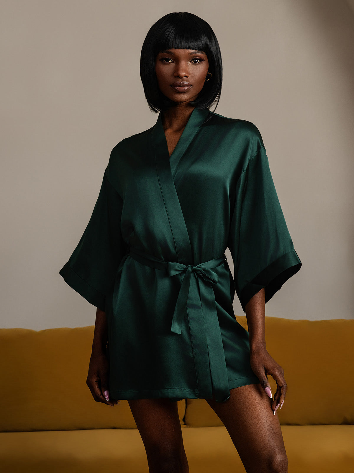 [Tummanvihreä] SilkSilky-FI Womens Robe 006