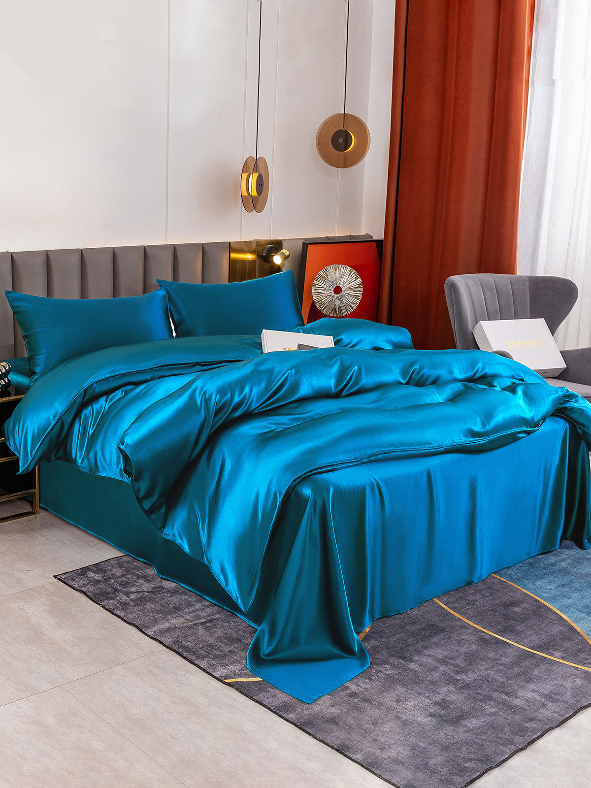[Sinivihreä] SilkSilky-FI 19Momme Bedding Set 001