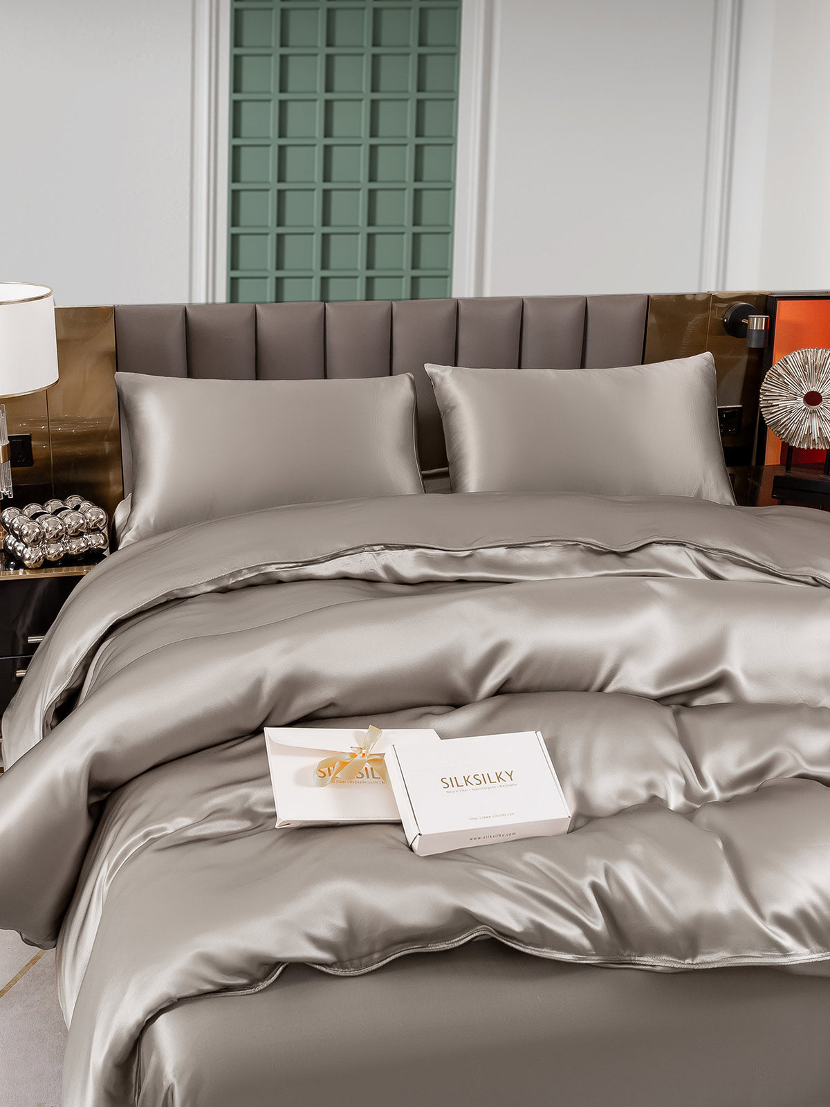 [Harmaa] SilkSilky-FI 25Momme Bedding Set 004