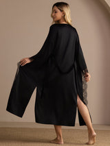 [Musta] SilkSilky-FI 3/4 Sleeve Womens Robe 002