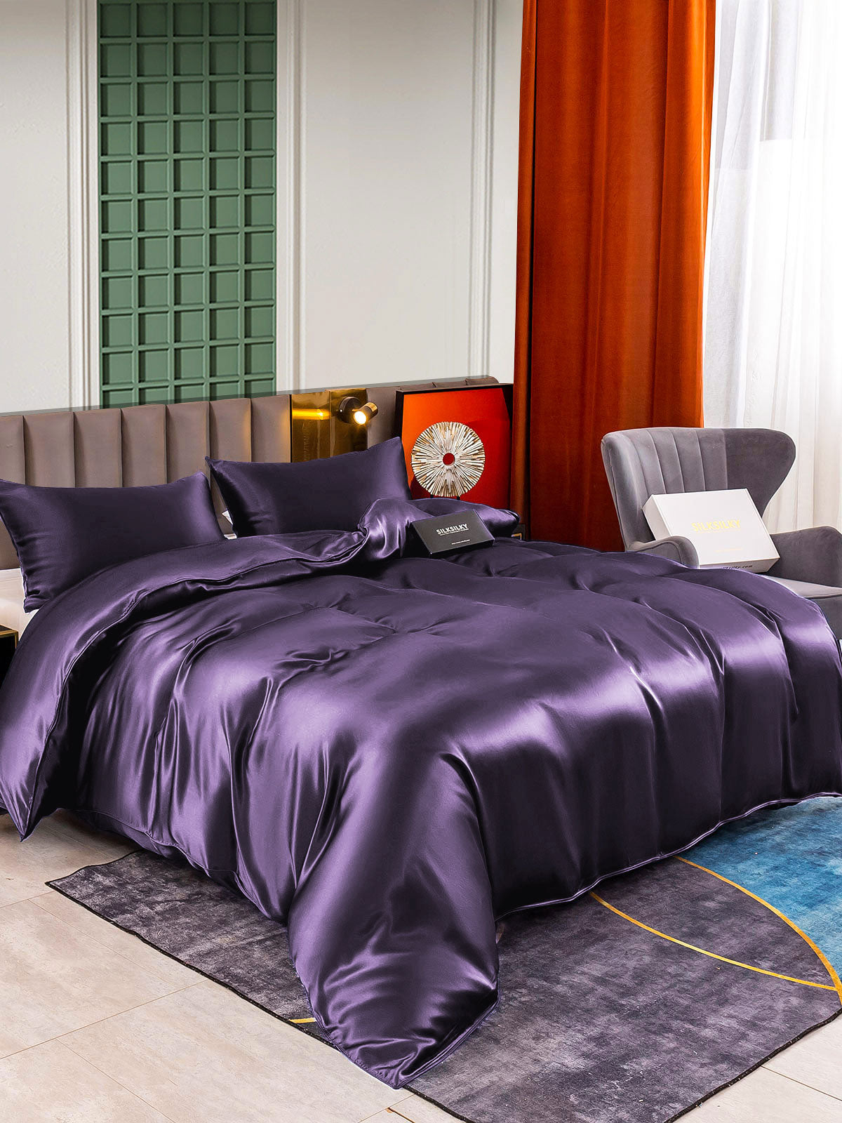 [Tumma Violetti] SilkSilky-FI 25Momme Bedding Set 001
