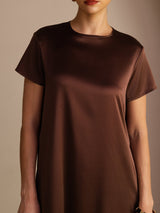 [Tumma Suklaa] SilkSilky-FI Short Sleeve Round Neck Mekko 005