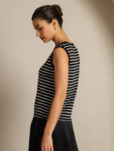 [Musta Raita] SilkSilky-FI Sleeveless Round Neck Camisole Top 003