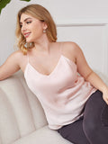 SilkSilky FI Pure Silk Deep V Neck Plus koon Camisole Top Pinkki 001