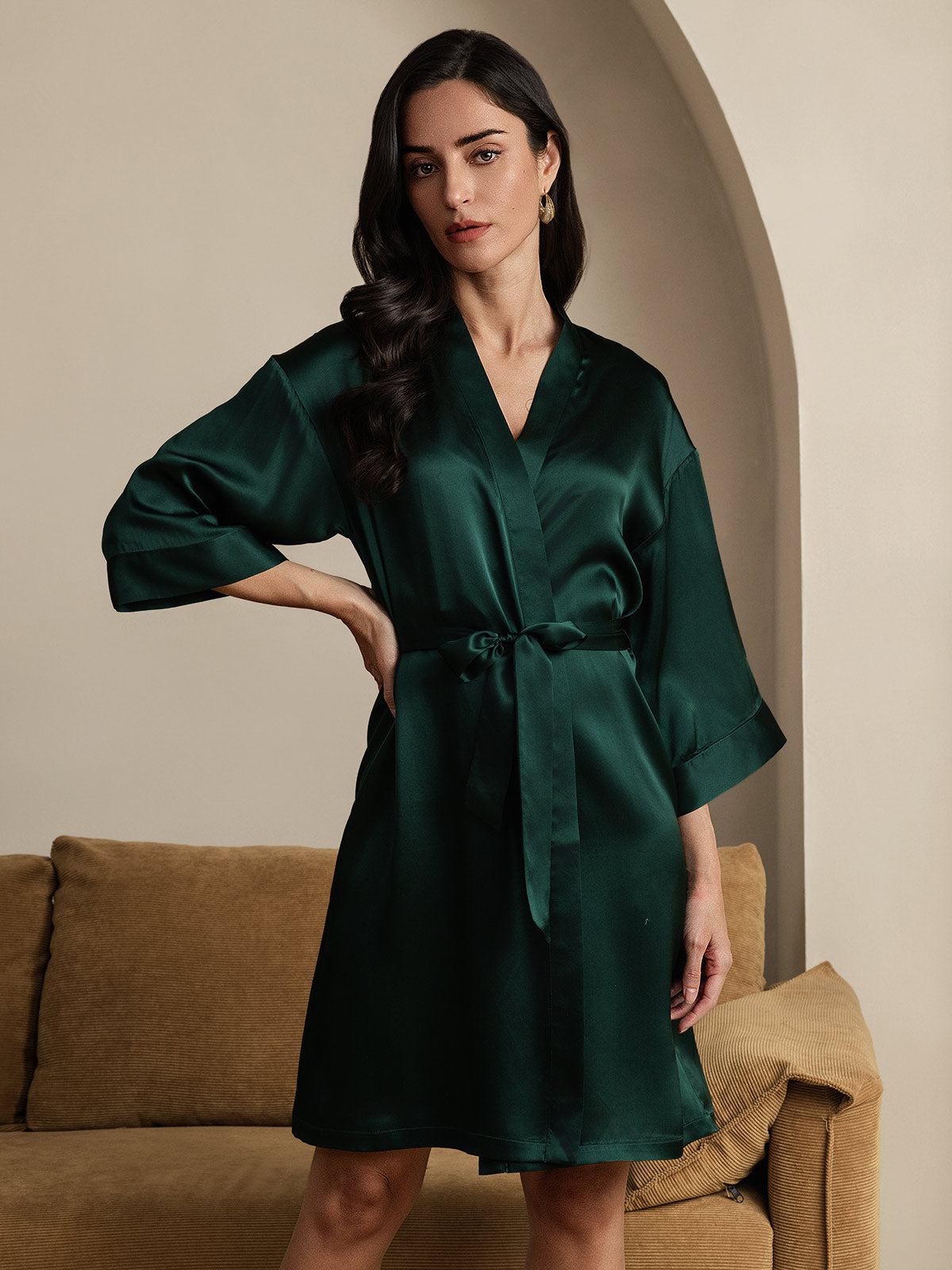[Tummanvihreä] SilkSilky-FI Womens Robe 003