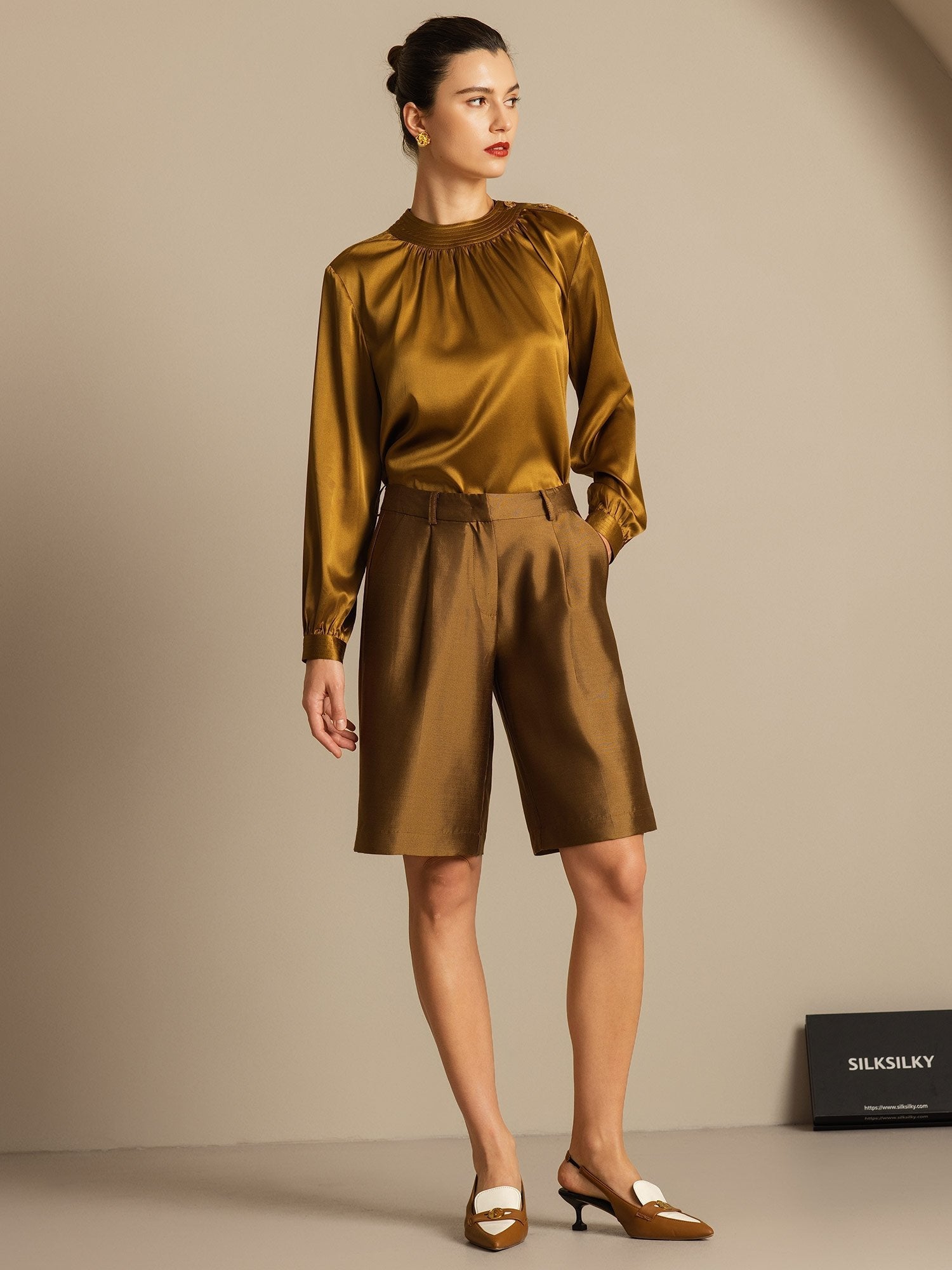 [Pronssi] SilkSilky-FI 32Momme Silk-Wool Blend Womens Shorts 008,