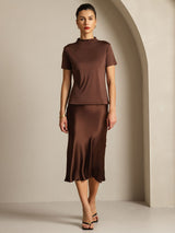 [Kahvi] SilkSilky-FI Short Sleeve Naisten T-paita 006