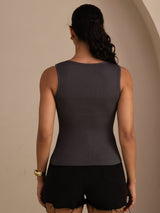 [Harmaa] SilkSilky-FI Sleeveless Deep V Neck Camisole Top 002