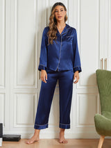 [Tummansininen] SilkSilky-FI Womens Pajamas 001