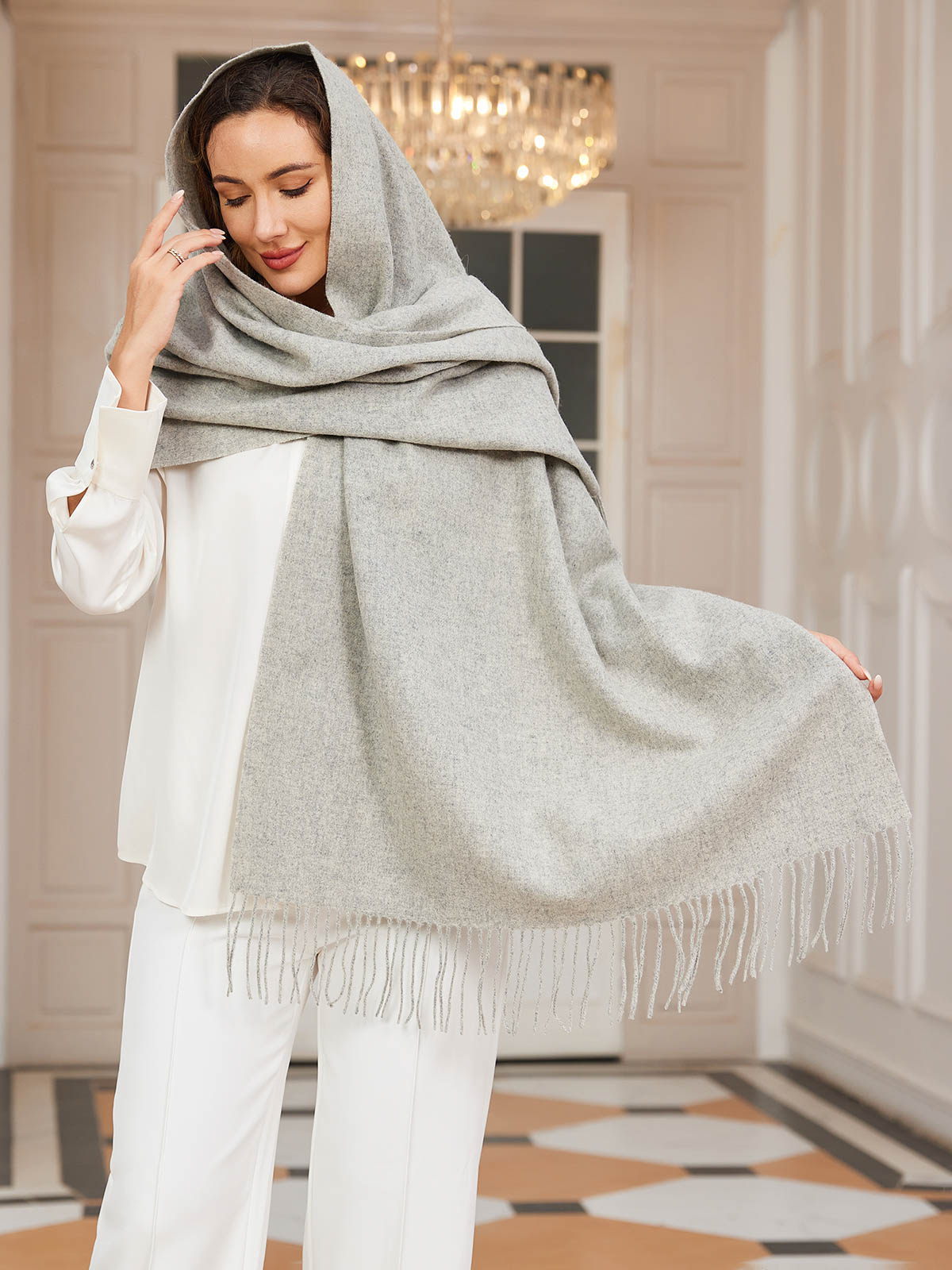 [Vaalean Harmaa] SilkSilky-FI Scarf 003