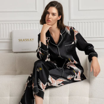 [Tan] SilkSilky-FI 18Momme Puolihiha Kauluskäänne Pusero 001