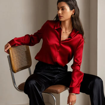 [Tummansininen] SilkSilky-FI 19Momme Pitkähihainen Pystykaulus Pusero 001