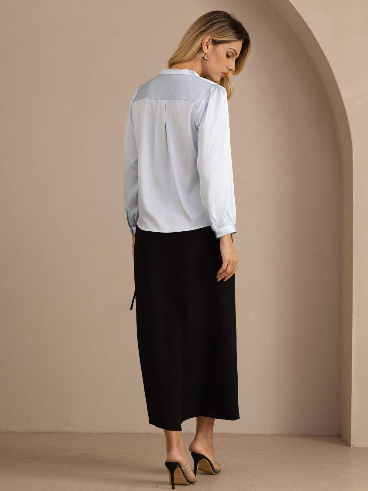 [Vaaleansininen] SilkSilky-FI Long Sleeve Wrap Naisten Puserot 002