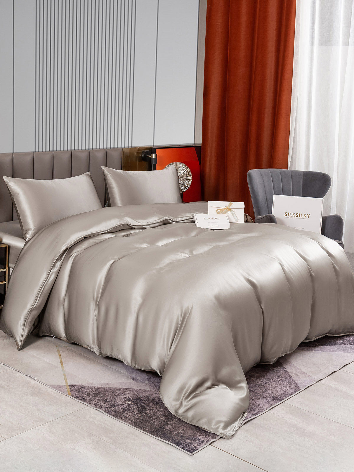 [Harmaa] SilkSilky-FI 22Momme Bedding Set 002