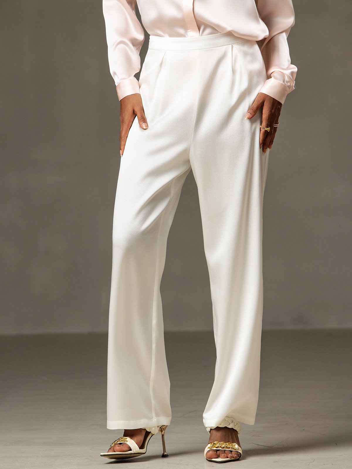[Valkoinen] SilkSilky-FI 19Momme Womens Pants 001