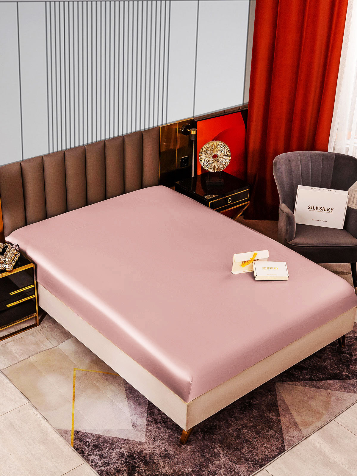 [Vaalean Mauve] SilkSilky-FI 22Momme Pure Silk Sheet 002
